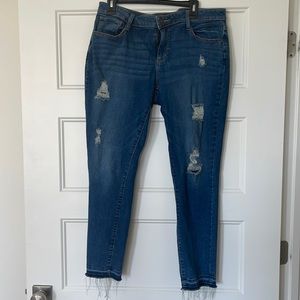 Belle Sky Distressed Skinny Jeans Size 14